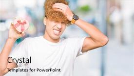  Presentation with handsome - Theme featuring young handsome man holding heart background and a sky blue colored foreground