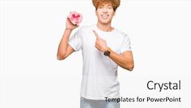  Presentation with hearing loss communication man - Beautiful presentation design featuring young handsome man holding heart backdrop and a white colored foreground