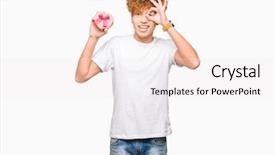  Presentation with heart - Audience pleasing slide deck consisting of young handsome man holding heart backdrop and a sky blue colored foreground