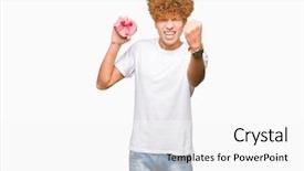  Presentation with heart - Presentation theme featuring young handsome man holding heart background and a  colored foreground