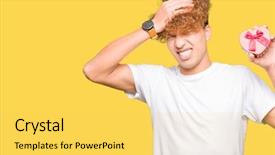  Presentation with head - Slides enhanced with young handsome man holding heart background and a yellow colored foreground