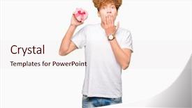  Presentation with heart - Presentation theme featuring young handsome man holding heart background and a  colored foreground