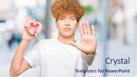  Presentation with heart - Theme having young handsome man holding heart background and a sky blue colored foreground
