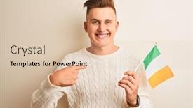  Presentation with ireland - Slide deck having young-handsome-man-holding-ireland background and a lemonade colored foreground