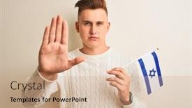  Presentation with israel flag - Beautiful presentation design featuring young-handsome-man-holding-israel backdrop and a coral colored foreground