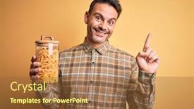  Presentation with macaroni - Presentation with young-handsome-man-holding-jar background and a tawny brown colored foreground