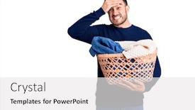  Presentation with face head in anatomy - Audience pleasing PPT theme consisting of young-handsome-man-holding-laundry backdrop and a white colored foreground