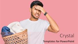  Presentation with laundry - PPT theme consisting of young-handsome-man-holding-laundry background and a lemonade colored foreground