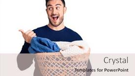  Presentation with laundry - Cool new PPT layouts with young-handsome-man-holding-laundry backdrop and a lemonade colored foreground