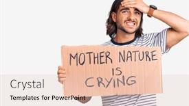  Presentation with protest - Beautiful PPT theme featuring young-handsome-man-holding-mother backdrop and a lemonade colored foreground
