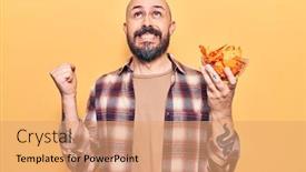  Presentation with nachos - Colorful theme enhanced with young-handsome-man-holding-nachos backdrop and a coral colored foreground