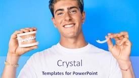  Presentation with orthodontic - Slides with young-handsome-man-holding-orthodontic background and a sky blue colored foreground
