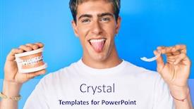  Presentation with orthodontic - Slides having young-handsome-man-holding-orthodontic background and a sky blue colored foreground