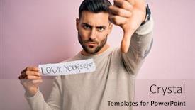  Presentation with self love - Presentation having young-handsome-man-holding-paper background and a mint green colored foreground