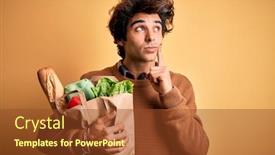  Presentation with yellow paper - Amazing PPT theme having young-handsome-man-holding-paper backdrop and a tawny brown colored foreground