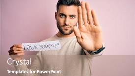  Presentation with self defense - Presentation theme with young-handsome-man-holding-paper background and a coral colored foreground