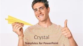  Presentation with paper - Presentation design with young-handsome-man-holding-paper background and a lemonade colored foreground