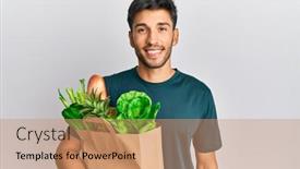  Presentation with paper bag - Amazing slide deck having young-handsome-man-holding-paper backdrop and a coral colored foreground
