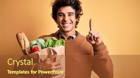  Presentation with yellow paper - Colorful presentation theme enhanced with young-handsome-man-holding-paper backdrop and a red colored foreground