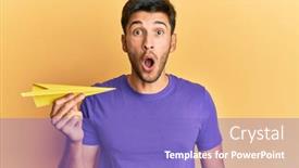  Presentation with paper - Presentation theme enhanced with young-handsome-man-holding-paper background and a violet colored foreground
