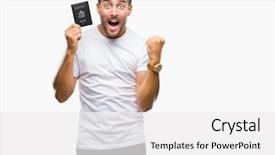  Presentation with united states - Cool new theme with young handsome man holding passport backdrop and a white colored foreground