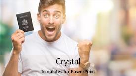  Presentation with united states treasury - Slide deck with young handsome man holding passport background and a lemonade colored foreground