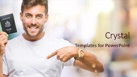  Presentation with italy united states - Presentation design having young handsome man holding passport background and a lemonade colored foreground