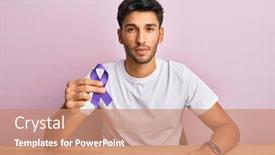  Presentation with attitude - Amazing slide set having young-handsome-man-holding-purple backdrop and a coral colored foreground