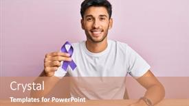  Presentation with purple - Slides featuring young-handsome-man-holding-purple background and a coral colored foreground