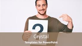  Presentation with question - Colorful presentation enhanced with young-handsome-man-holding-question backdrop and a coral colored foreground