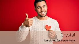  Presentation with heart health - PPT theme having young-handsome-man-holding-red background and a soft green colored foreground