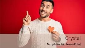  Presentation with heart health - Beautiful theme featuring young-handsome-man-holding-red backdrop and a soft green colored foreground