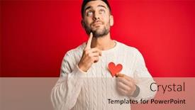  Presentation with heart health - Audience pleasing presentation theme consisting of young-handsome-man-holding-red backdrop and a soft green colored foreground