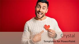  Presentation with heart health - Presentation theme featuring young-handsome-man-holding-red background and a coral colored foreground