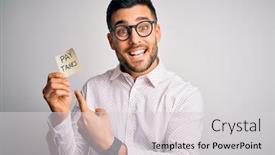  Presentation with taxes - Cool new presentation design with young-handsome-man-holding-reminder backdrop and a light gray colored foreground