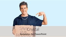  Presentation with democracy - Beautiful PPT theme featuring young-handsome-man-holding-save backdrop and a lemonade colored foreground