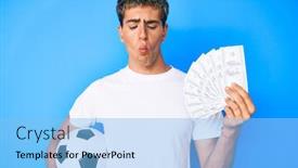  Presentation with fish ball - Presentation design with young-handsome-man-holding-soccer background and a light blue colored foreground