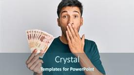  Presentation with south korean - Slide set with young-handsome-man-holding-south background and a ocean colored foreground