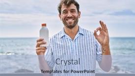  Presentation with sunscreen - Presentation having young-handsome-man-holding-sunscreen background and a light blue colored foreground