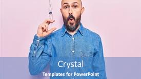  Presentation with syringe - Cool new theme with young-handsome-man-holding-syringe backdrop and a teal colored foreground