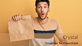  Presentation with paper bag - Amazing theme having young-handsome-man-holding-take backdrop and a coral colored foreground