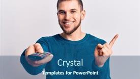  Presentation with control - Colorful presentation enhanced with young-handsome-man-holding-tv backdrop and a ocean colored foreground