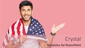  Presentation with united states flag - Presentation theme consisting of young-handsome-man-holding-united background and a lemonade colored foreground