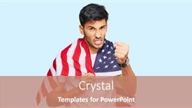  Presentation with united states flag - Audience pleasing slides consisting of young-handsome-man-holding-united backdrop and a coral colored foreground