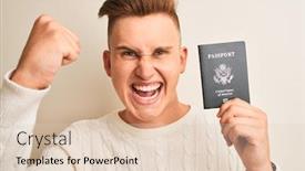  Presentation with states - Cool new slide deck with young-handsome-man-holding-usa backdrop and a lemonade colored foreground