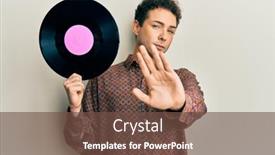  Presentation with vinyl - Theme featuring young-handsome-man-holding-vinyl background and a tawny brown colored foreground
