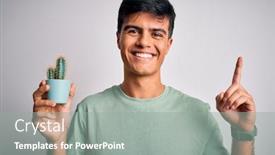  Presentation with cactus - Presentation design with young-handsome-man-holding background and a gray colored foreground