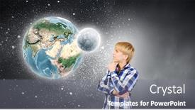  Presentation with nasa - Presentation theme with young handsome man in casual thinking over something elements of this image are furnished by nasa background and a gray colored foreground