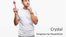  Presentation with brain thinking - Theme with young handsome man in love background and a white colored foreground