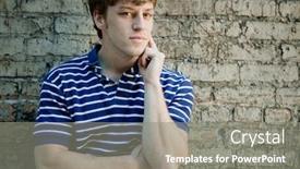  Presentation with polo - Presentation enhanced with young handsome man in polo shirt relaxing background and a gray colored foreground